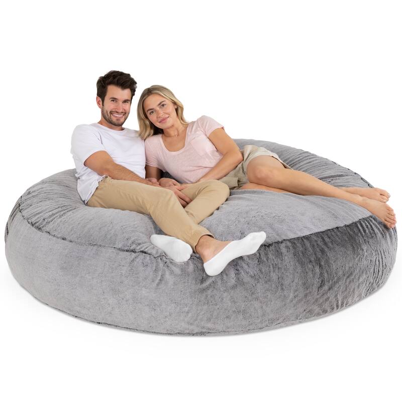 Jaxx 6 Foot Bean Bag Chair for Adults - Premium Synthetic Faux Fur