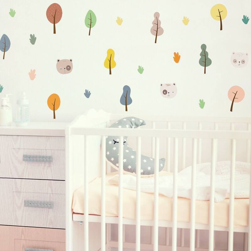 Walplus Hand-drawn Colorful Trees Children Wall Sticker Nursery Decor