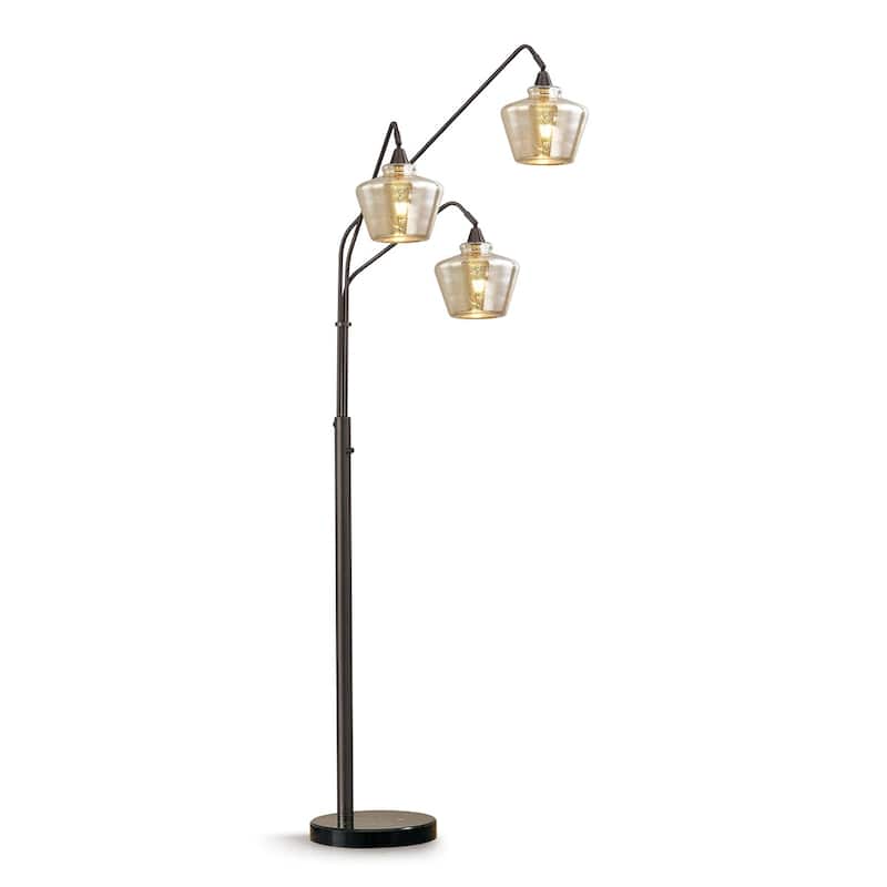 Cafe 3-Light Glass Shades Arch Floor Lamp