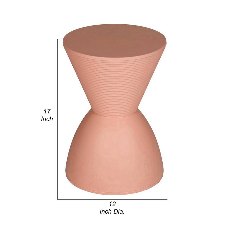 Niya 17 Inch Side End Table, Round Top, Pedestal Base, Indoor Outdoor, Pink