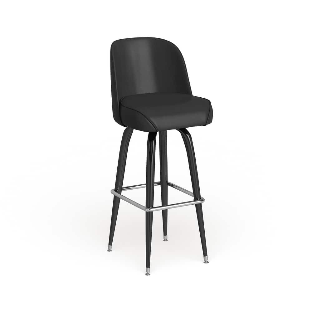 2 Pack Metal Barstool with Swivel Vinyl Upholstered Bucket Seat and Footrest - 18.5"D x 18.5"W x 42.5"H