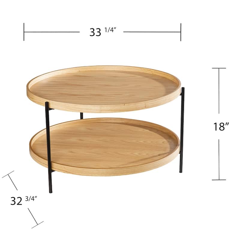 HomeRoots 33" Natural And Natural Brown Manufactured Wood And Metal Round Coffee Table - 33.25 x 32.75 x 18 - 33.25 x 32.75 x 18