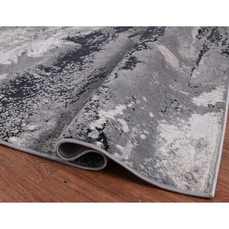 Nevada Collection Abstract Black and Grey Rug