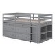 preview thumbnail 80 of 144, Twin/Full Size Low Loft Bed with Retractable Writing Desk and 4 Drawers, Wooden Loft Bedframe w/ Lateral Portable Desk & Shelves