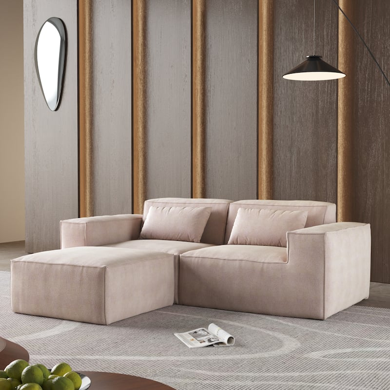 86.62" Modular Sectional Couch, Huge Plus Love Seat Sofa, Modern Comfy Corduroy Couches with Reversible Chaise Ottoman - Brown