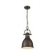preview thumbnail 2 of 0, Yep by Golden Lighting Duncan 1-light 9in Chain Hung Pendant in Rubbed Bronze and Rubbed Bronze shade