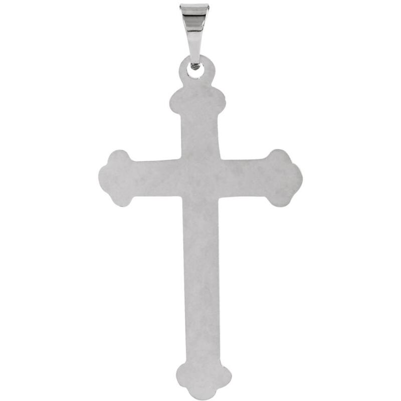Curata 14k White Gold Floral Budded Cross Pendant Necklace, 16" 25x16mm