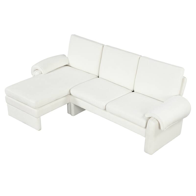 Convertible Futon Sofa Bed with Reversible Chaise Lounge, 2 Removable Armrest Pillows and Folding Backrest for Living Room