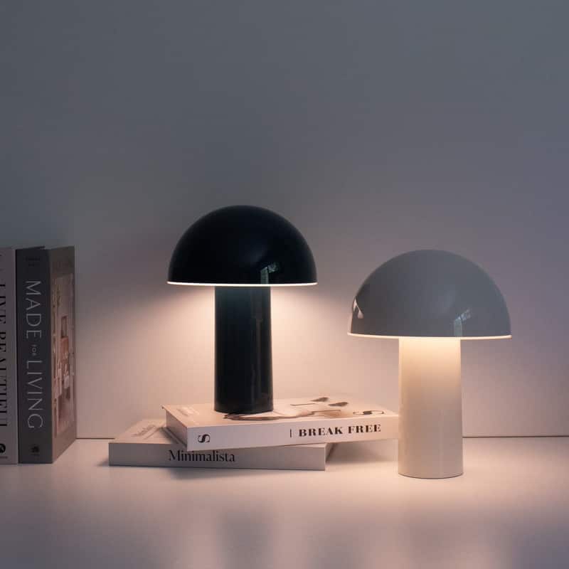 Brightech Celia LED Glossy Modern Round Dome Dimmable Cordless Portable Rechargeable Bedside Nightstand Desk Lamp