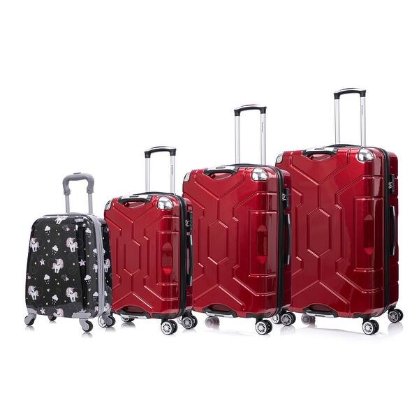 slide 2 of 13, 3 Piece Technology PC Hardshell Lightweight Durable Suitcase with Rotating Wheels and Adjustable Ergonomic Telescopic Handle Red