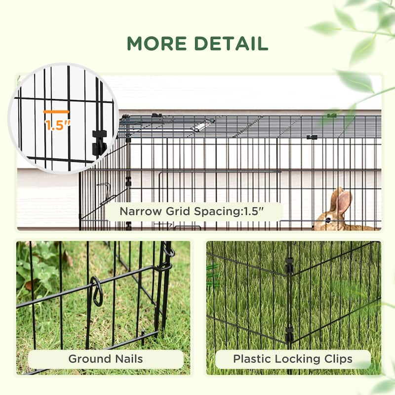 Green-Black Small Animal Cage with Steel Frame, Roof and Multiple Gates - 72.75" W x 29.5" D x 19.7" H