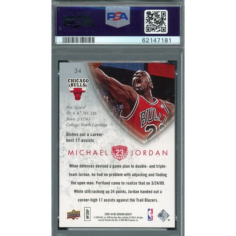 Michael Jordan 2009 Upper Deck Legacy Gold Basketball Card #34 Graded PSA 9 - 8'6" x 11'6"