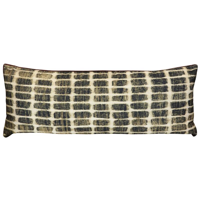StyleCraft Wyatt Abstract Ink Grid Abstract Pillow - Ink Black, Parchment Ivory & Warm Linen - 36" x 14"