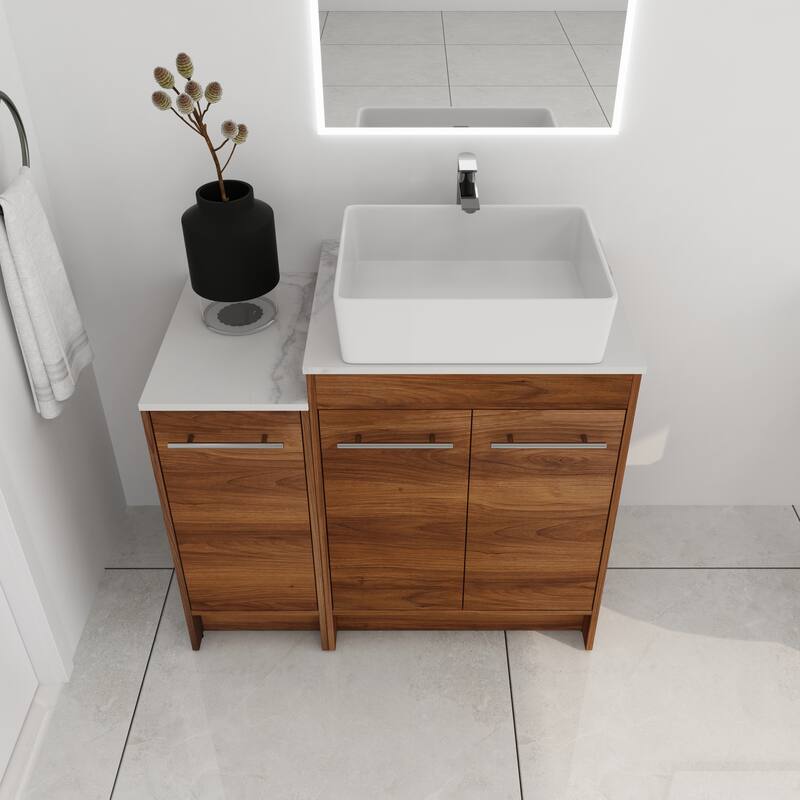 ARTCHIRLY 24/36/48/60 Inch Bathroom Vanity with Sink, Freestanding Bathroom Vanity with Soft Close Door and Shelf