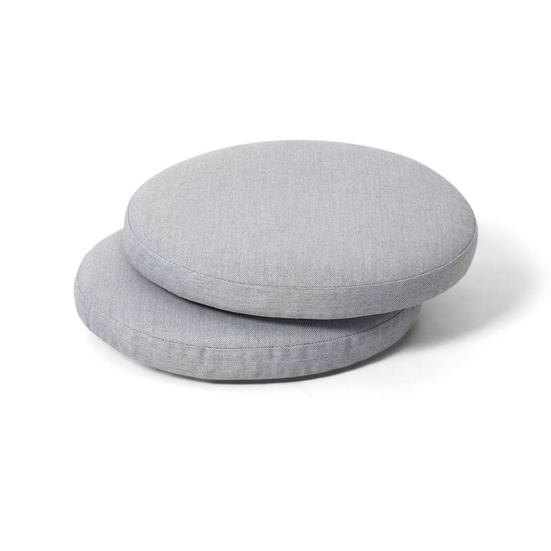 Outdoor 2-Pack 15'' x 1.4'' Gray Round Chair Seat Cushions with Straps - Grey