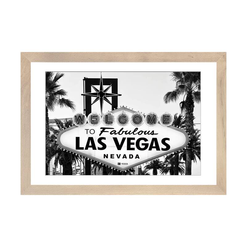 iCanvas "Black Nevada Series - Welcome To Fabulous Las Vegas Nevada" by Philippe Hugonnard PFA - Natural - 16x24x1