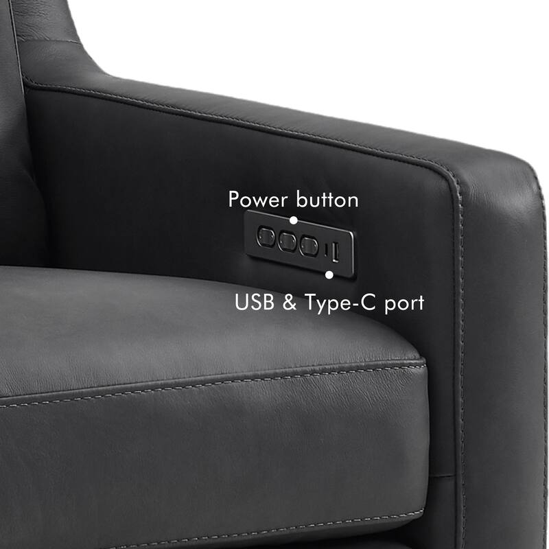 Genuine Leather Recliner Sofa 33" Triple-Motor Power Zero-Wall Reclining Couch with USB&USB-C Port