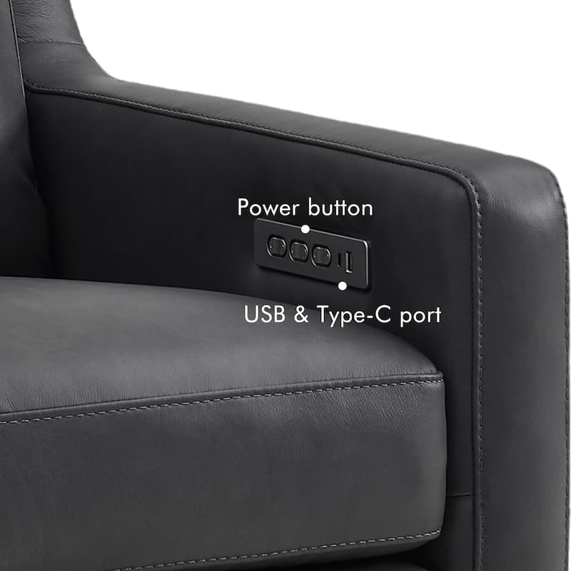 Genuine Leather 56" Triple-Motor Power Zero-Wall Reclining Loveseat with USB&USB-C Port
