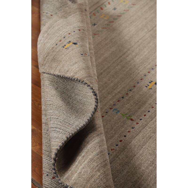 Hand Knotted Oriental 100% Wool Carpet Tribal Animal Pictorial Beige & Ivories Gabbeh Area Rug - 7' 9'' X 5' 1''