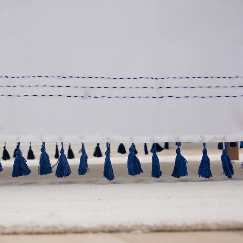 Rizzy Home Rowan Tassle Striped Crib Skirt - 26" X 51" - Navy