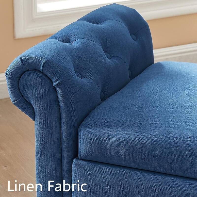 63" Linen Storage End of Bed, Multipurpose Rectangular Sofa Stool with 4 Rubber Wood Feet - 63×22.1×24.1inch
