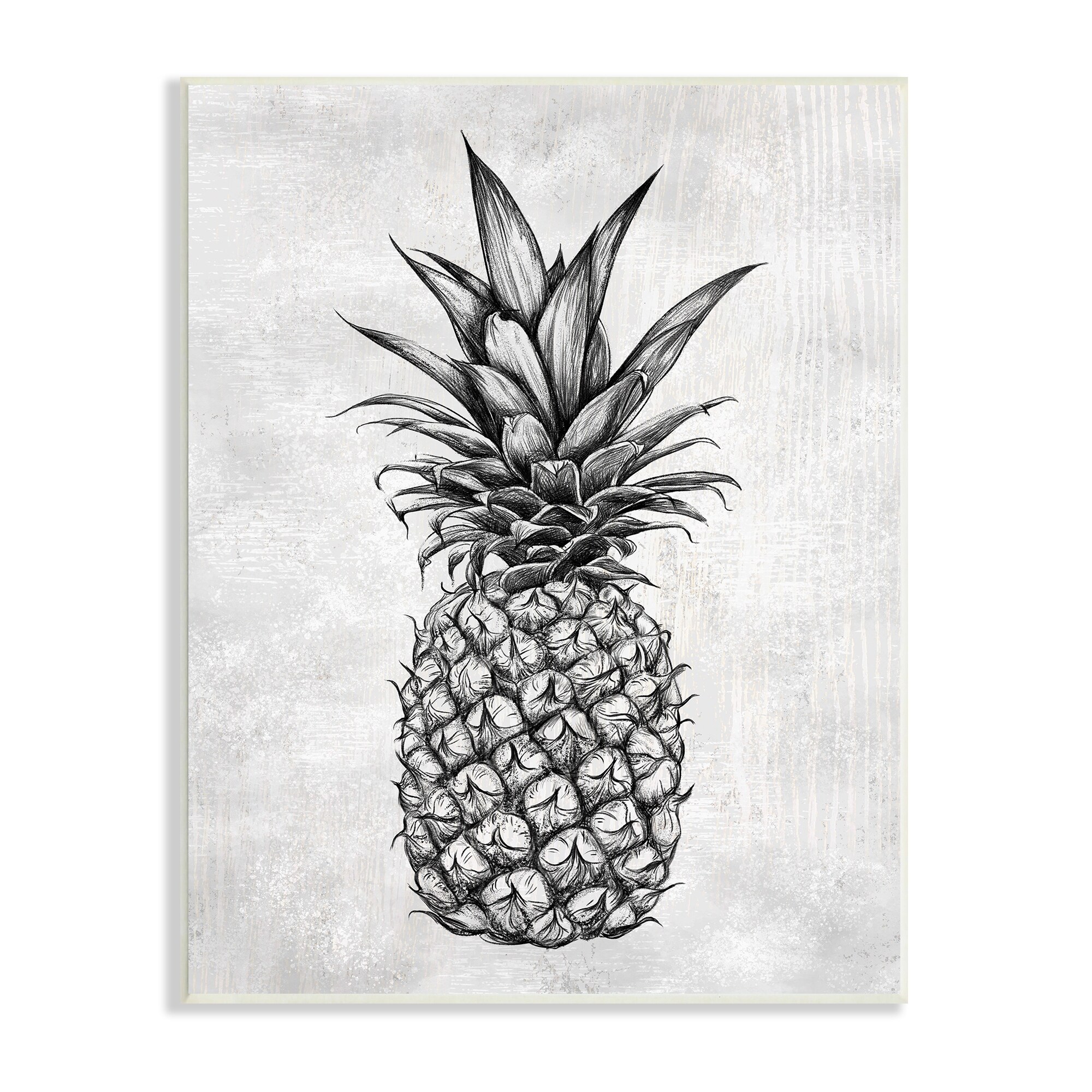Stupell Bold Pineapple Line Drawing Rustic Pattern Black White Wood Wall Art  Grey Bed Bath  Beyond 35303369