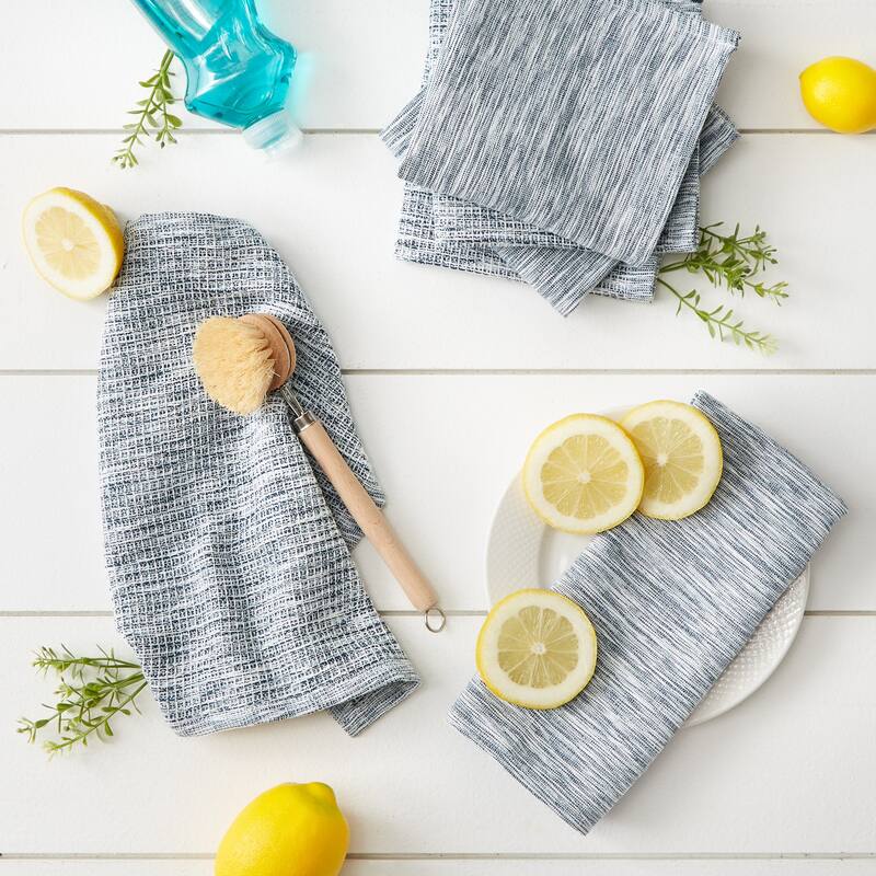 Assorted Sage And Off-White Recycled Cotton Dishcloth (Set of 6) 12x12
