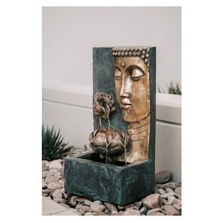 XBrand Cascading Lotus Buddha Face Indoor Outdoor Zen Water Fountain w ...