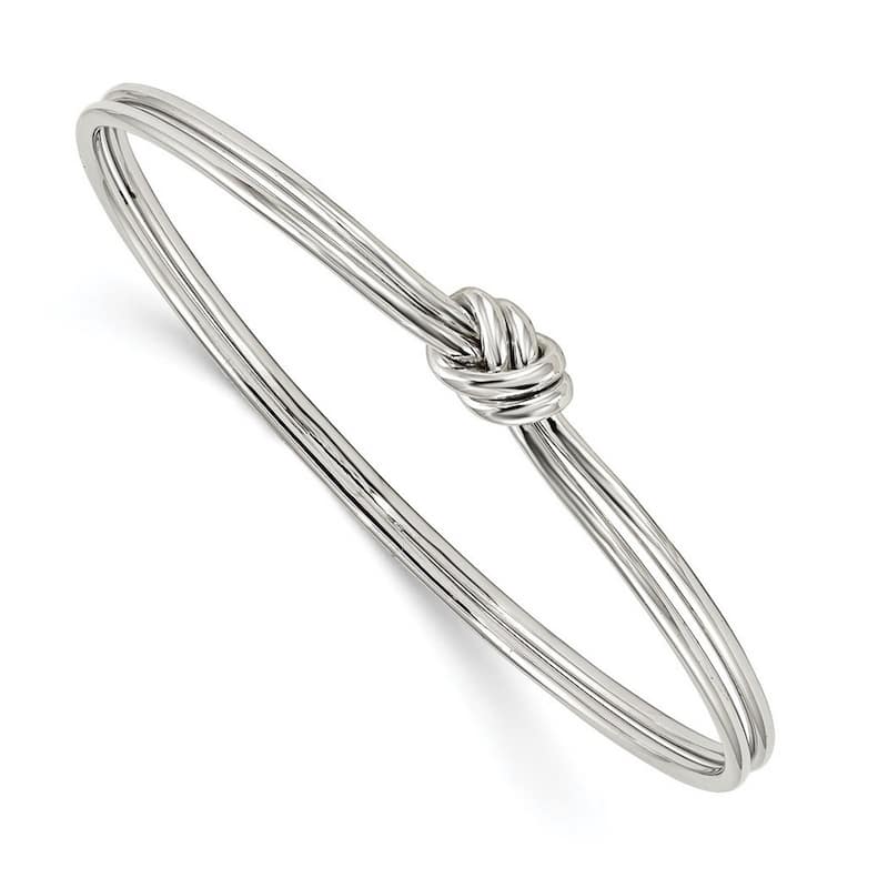 Curata 925 Sterling Silver Rhodium plated Polished Knot Slip On Bangle Bracelet