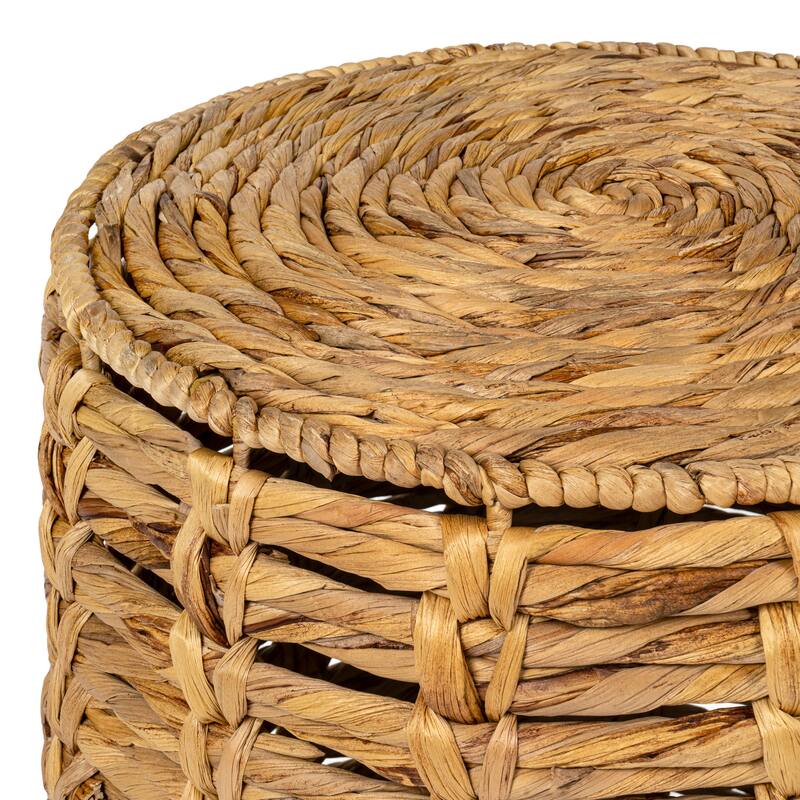 JONATHAN Y Zaria 18" Coastal Bohemian Handwoven Water Hyacinth Nesting Round Accent Table (Set 3)