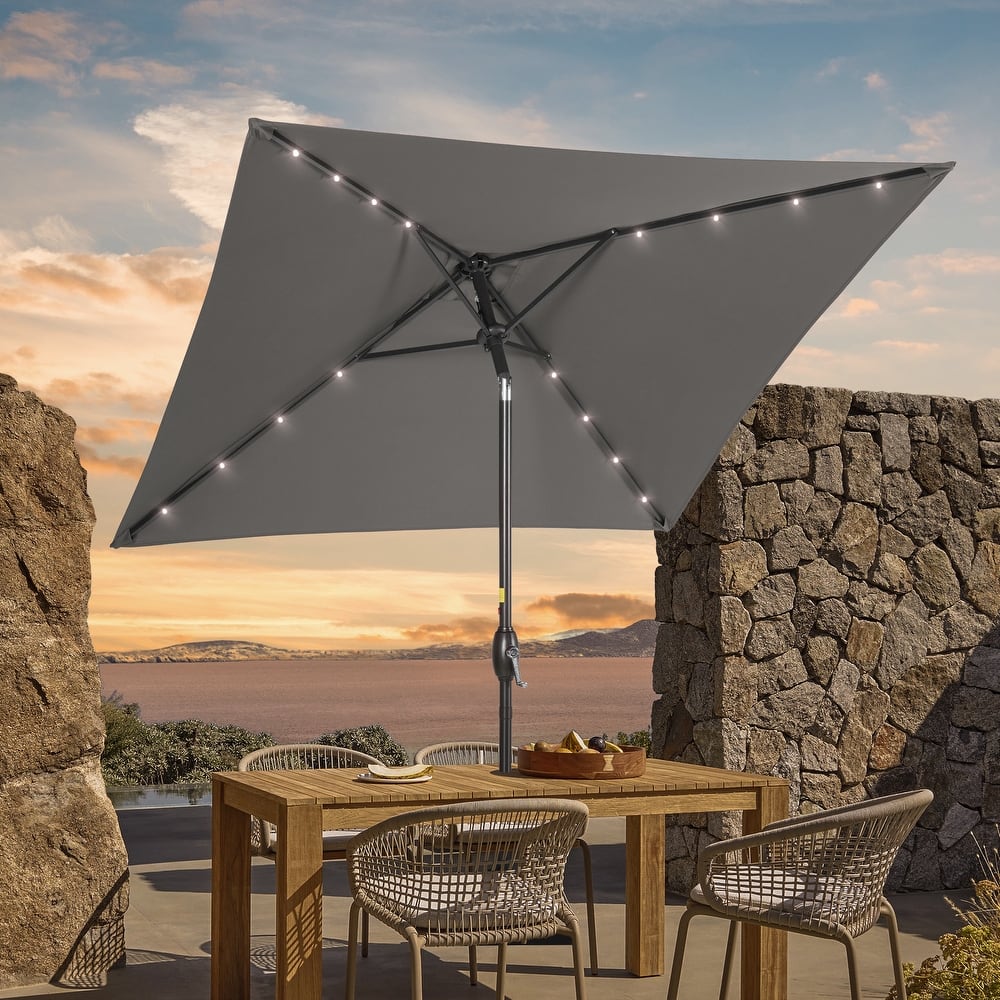LIVOOSUN 6.5×6.5FT LED Square Patio Umbrella with UPF50+, Tilt Function, and Wind-Resistant Design——Experience Outdoor Comfort