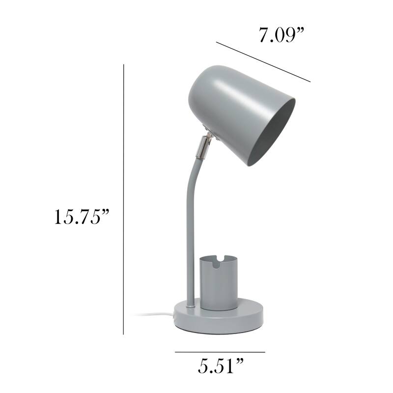 Desk Lamp with Adjustable Shade and Pen Holder - 15.75" - Gray