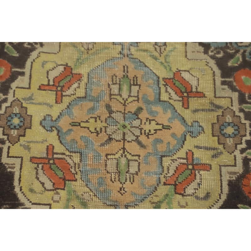 Hand Knotted Oriental 100% Wool Carpet Traditional Floral Oranges & Rust Tabriz Area Rug - 9' 0'' X 6' 5''