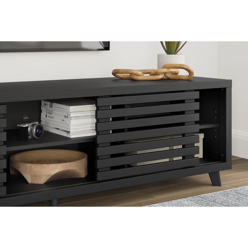 Signature Design by Ashley Danziar Black 72" TV Stand for TVs up to 82" - 72.01" W x 19.33" D x 21.14" H