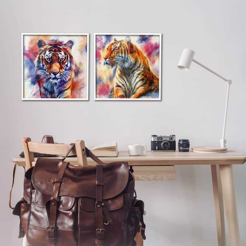 Stupell In The Wild Fierce Tiger Framed Giclee Art Design By Kim Allen (Set of 2)