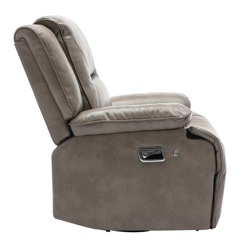 360° Swivel Rocker Recliner with LED Lights, Manual Media Chair
