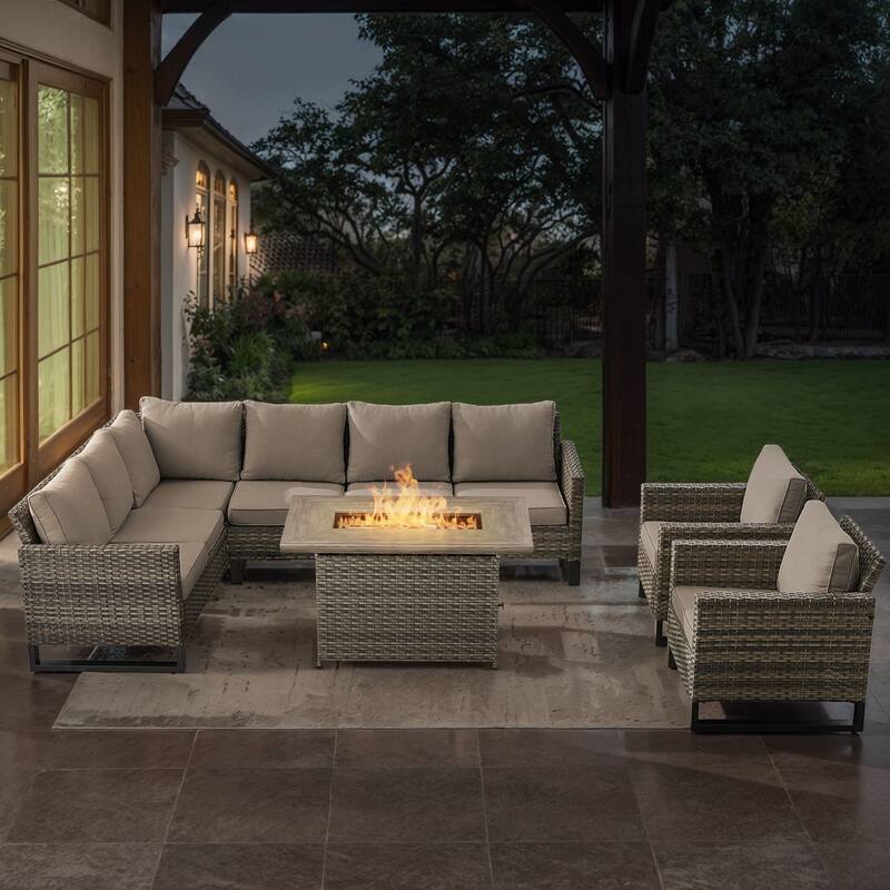 Gymojoy L-Shaped Outdoor Corner Sectional Sofa 6-seats Couch Conversation Set