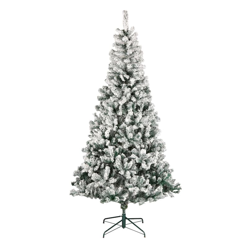 National Tree Company 7.5 ft Acacia Flocked Artificial Christmas Tree, Unlit, Hinged Branches, Includes Metal Stand - 7.5 Foot