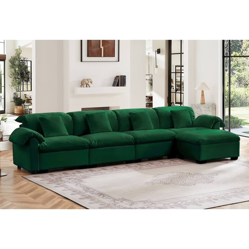 Velvet Fabric Modular Cloud Couch with Storage Seat,Free Combination