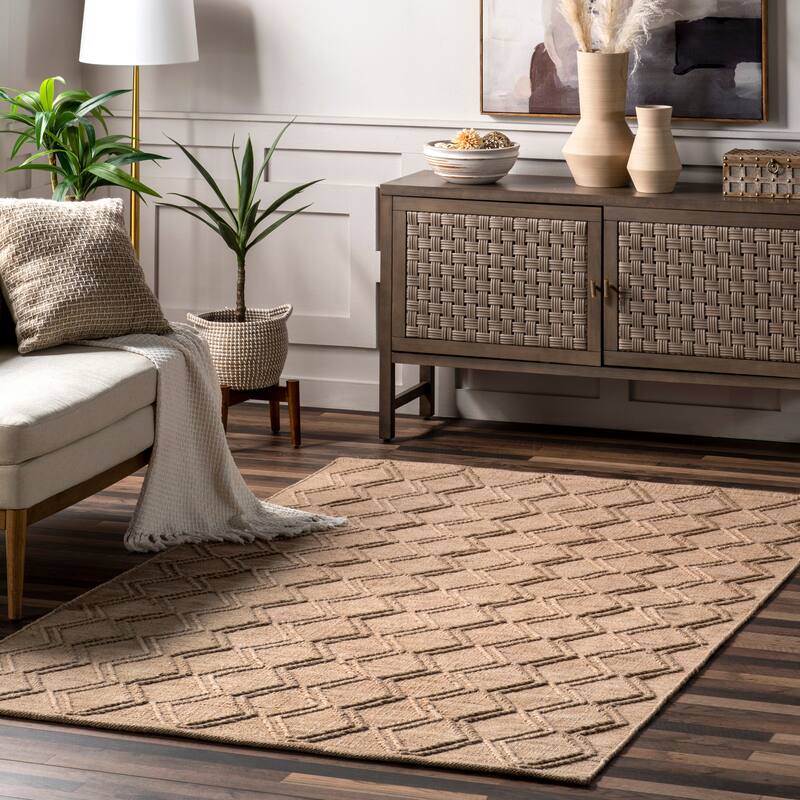 Nuloom Jovianne Textured Lattice Area Rug - 5' x 8' - Natural - Rectangle