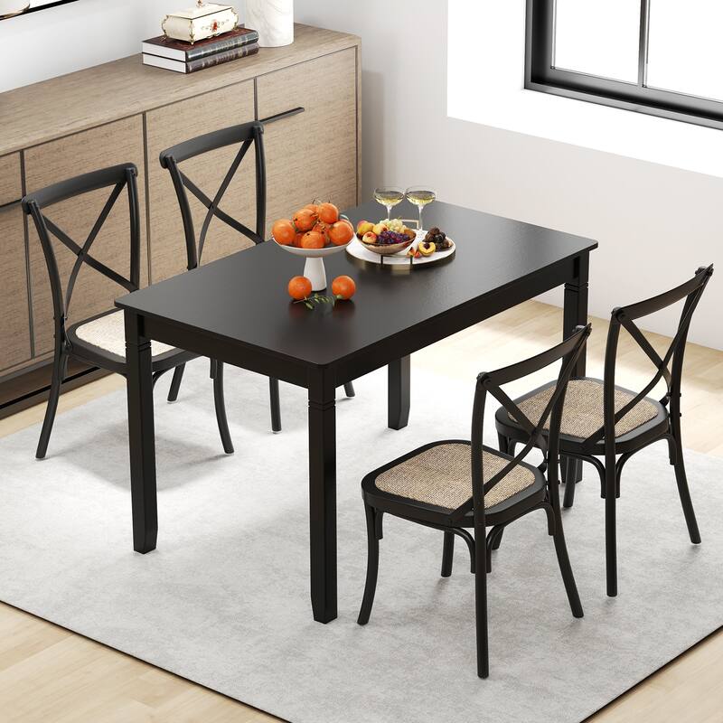 Gymax 48'' Wooden Dining Table for 4 People w/ Rubber Wood Legs