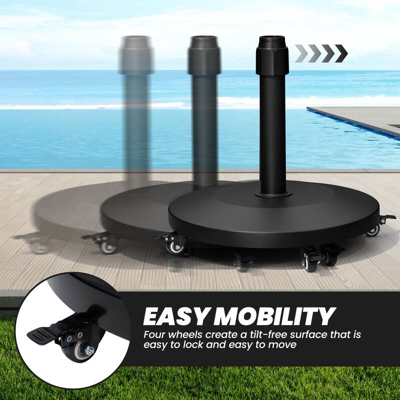 40lbs Patio Market Umbrella Base Stand with Wheels