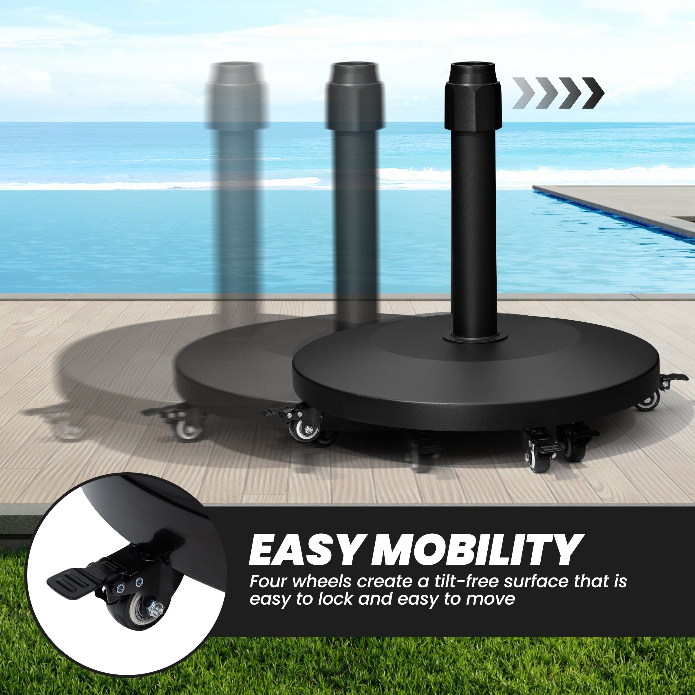 55 lb patio umbrella base Metal Free Standing Durable Construction Umbrella Holder Square 55 Lbs