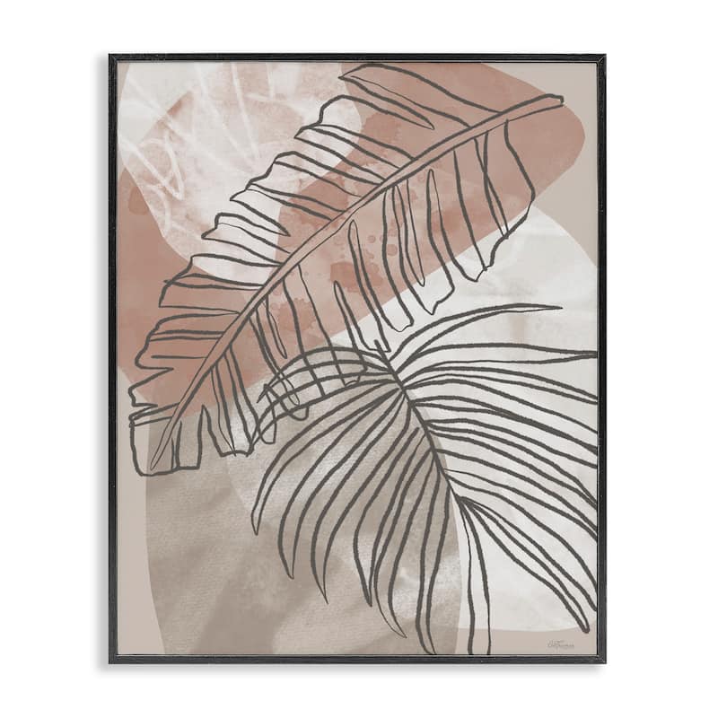 Stupell Tropical Earth Tone Leaves Framed Giclee Art Design By Cat Thurman Designs - 24 x 30 - Black