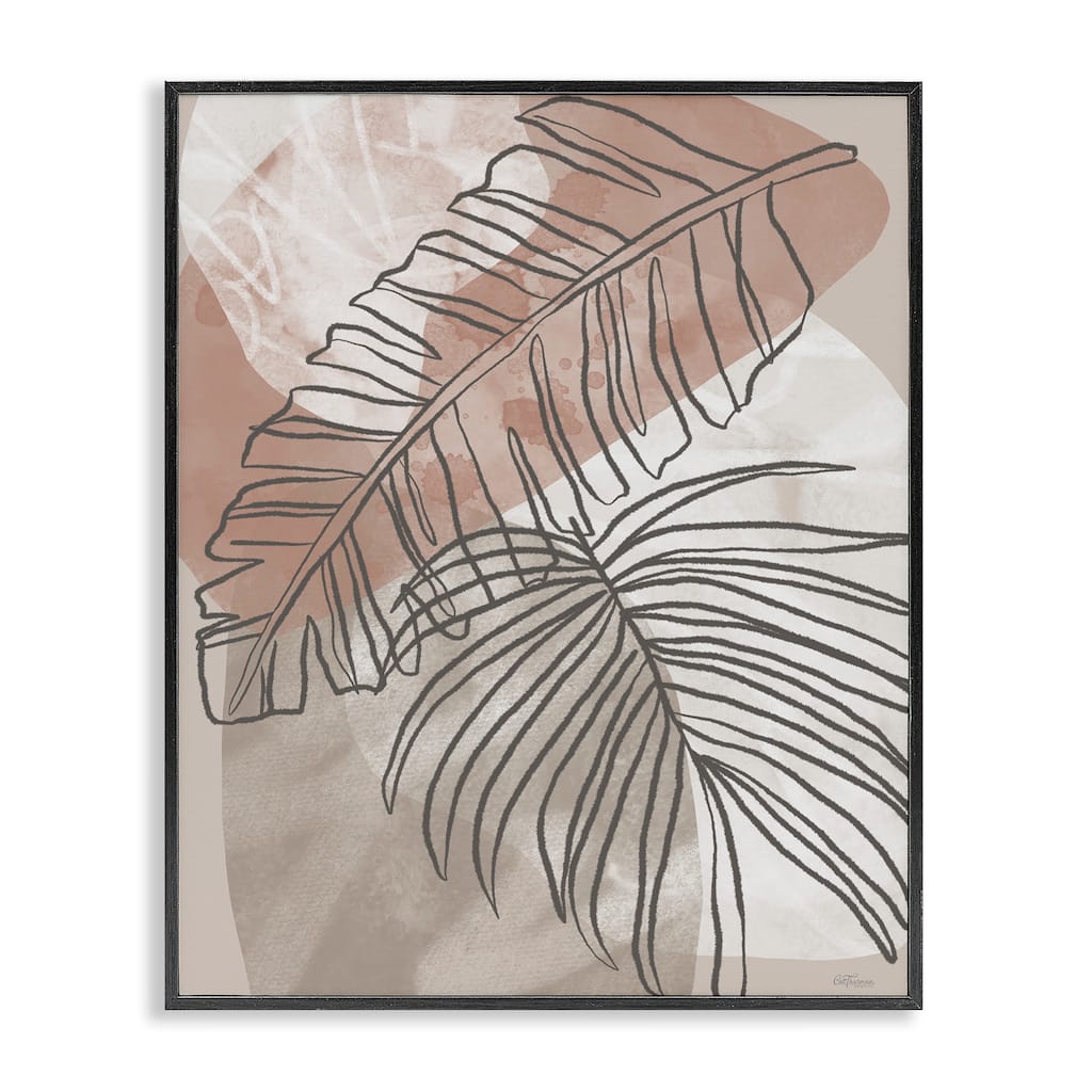 Stupell Tropical Earth Tone Leaves Framed Giclee Art Design By Cat Thurman Designs
