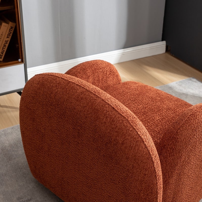 SEYNAR Modern Glam Boucle Upholstered 360 Degree Swivel Accent Armchair, Barrel Chair for Living Room