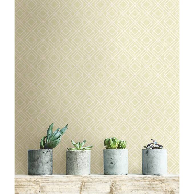 Brewster Lattice Green Milly Wallpaper - 20.5in x 396in x 0.025in
