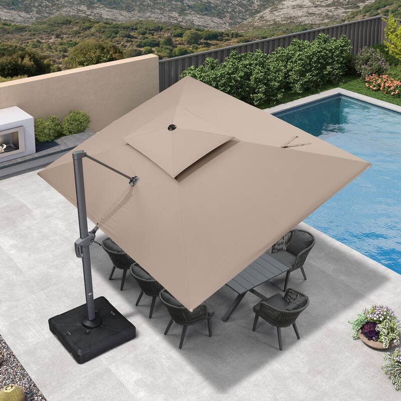 PURPLE LEAF Patio Cantilever Umbrella with 360 Degree Rotation