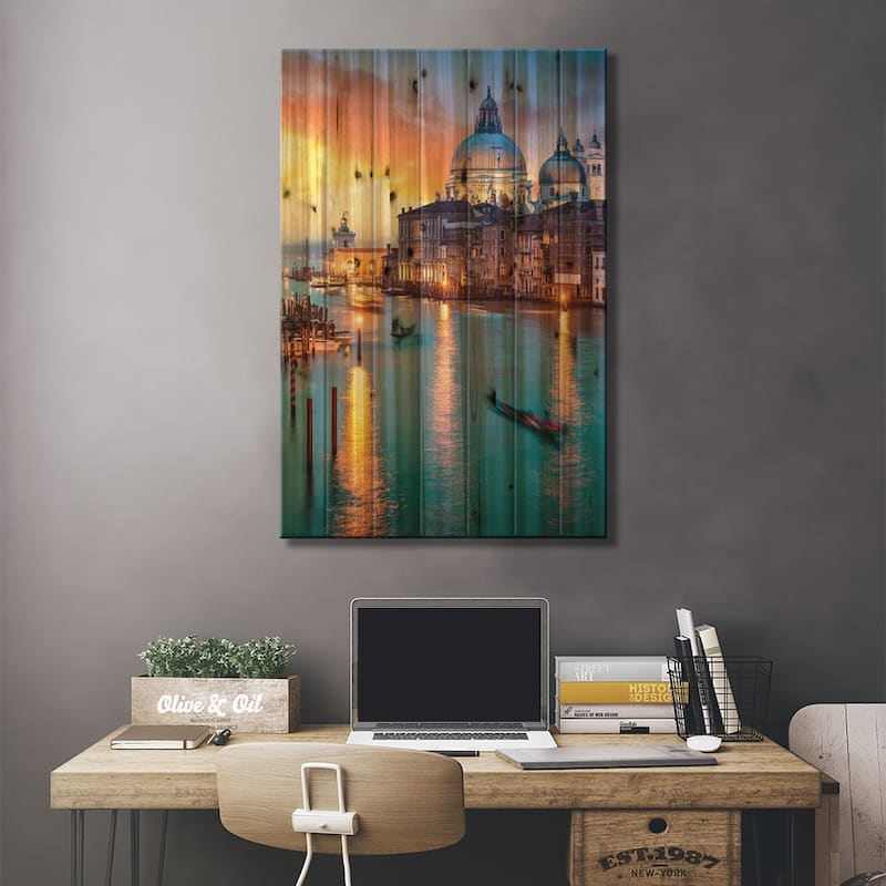 Grand Canal III Print On Wood by Jan Becke - Multi-Color