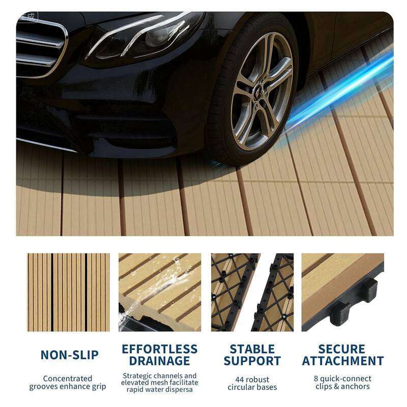 Interlinked-Style Composite Deck Tiles 12"x12", Waterproof